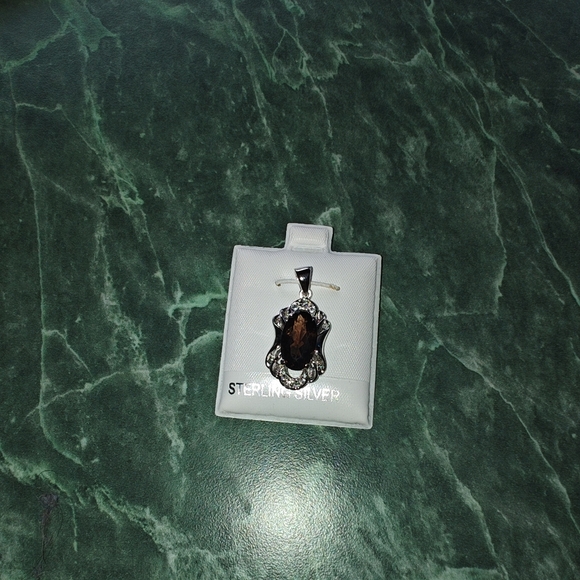 Sterling Silver Pendant With Smokey Quartz And White Topaz - Picture 1 of 2
